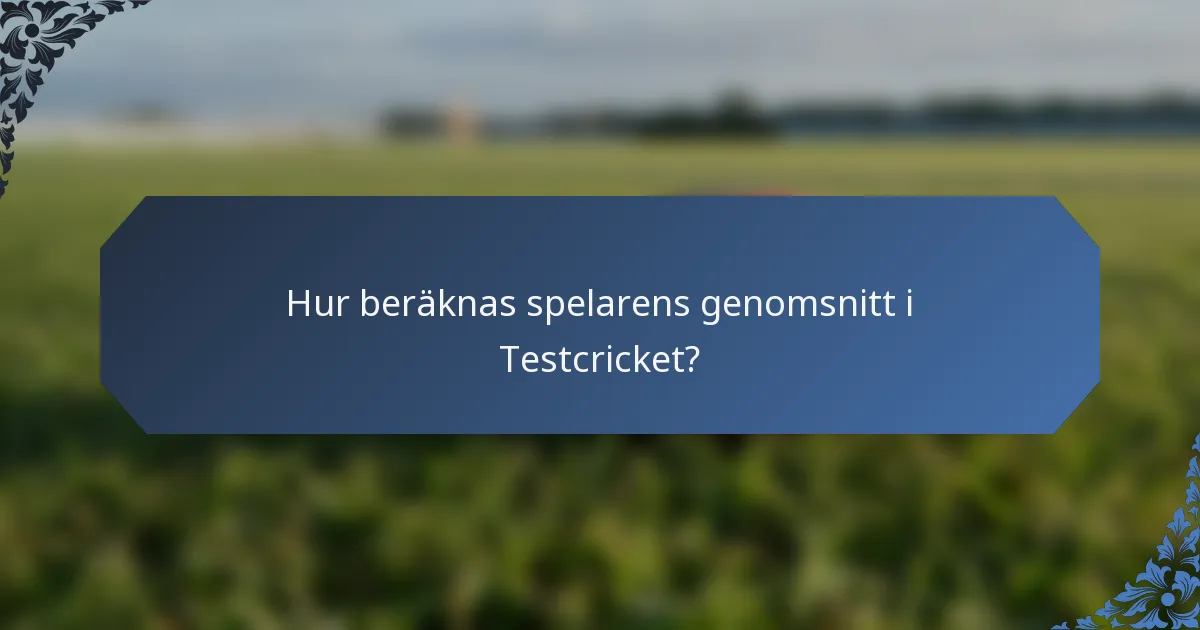 Hur beräknas spelarens genomsnitt i Testcricket?