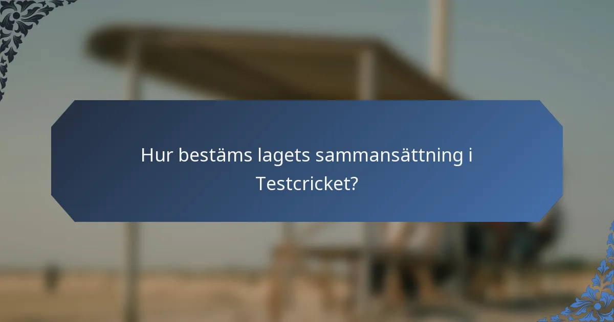 Hur bestäms lagets sammansättning i Testcricket?