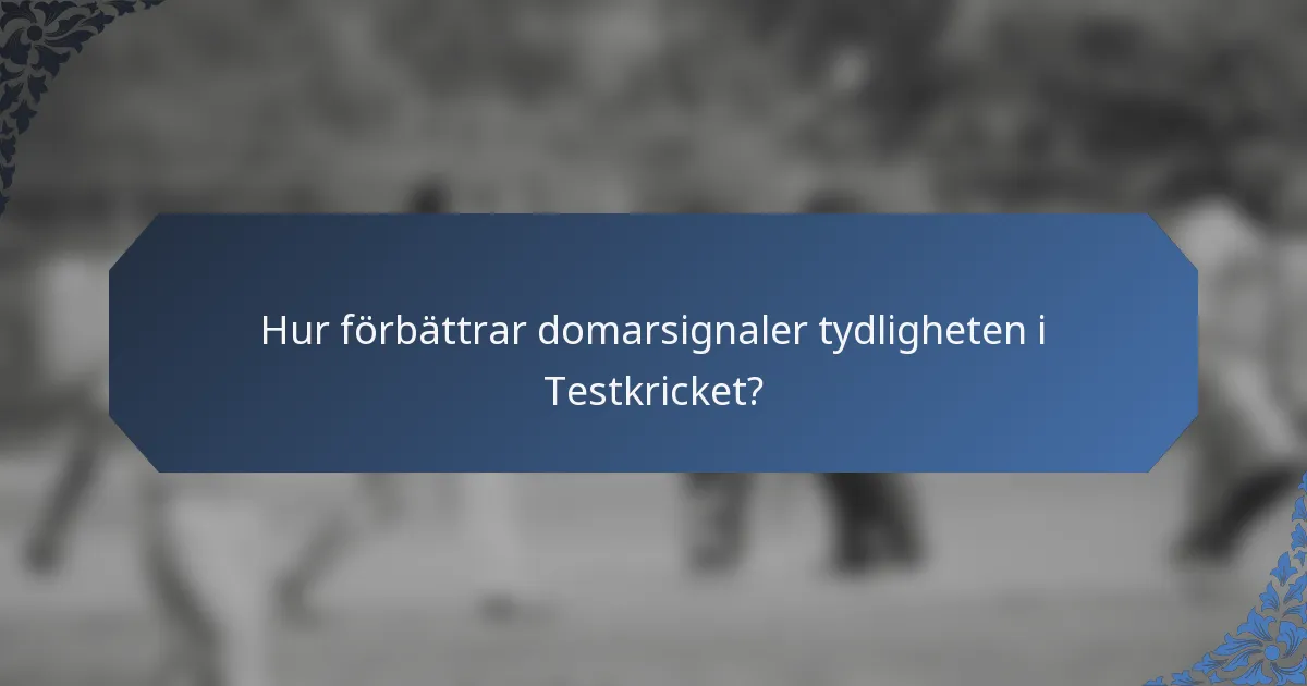 Hur förbättrar domarsignaler tydligheten i Testkricket?