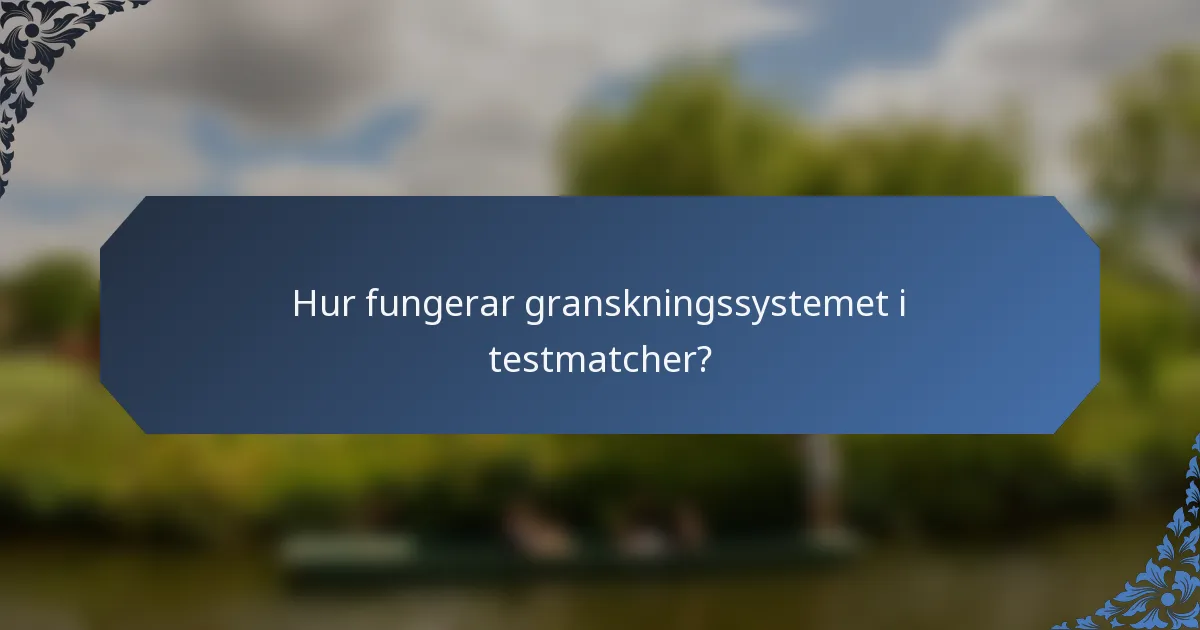 Hur fungerar granskningssystemet i testmatcher?