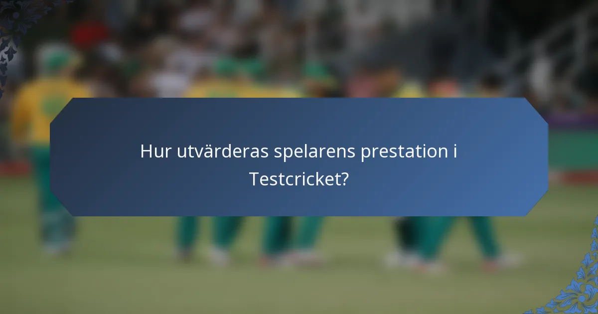 Hur utvärderas spelarens prestation i Testcricket?