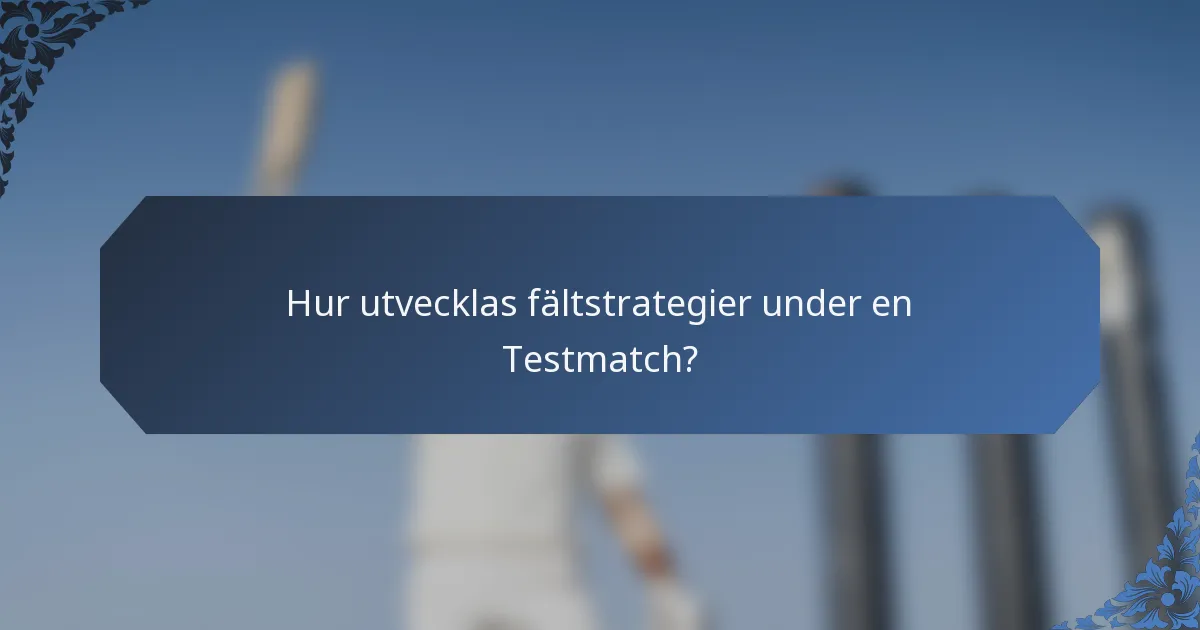 Hur utvecklas fältstrategier under en Testmatch?
