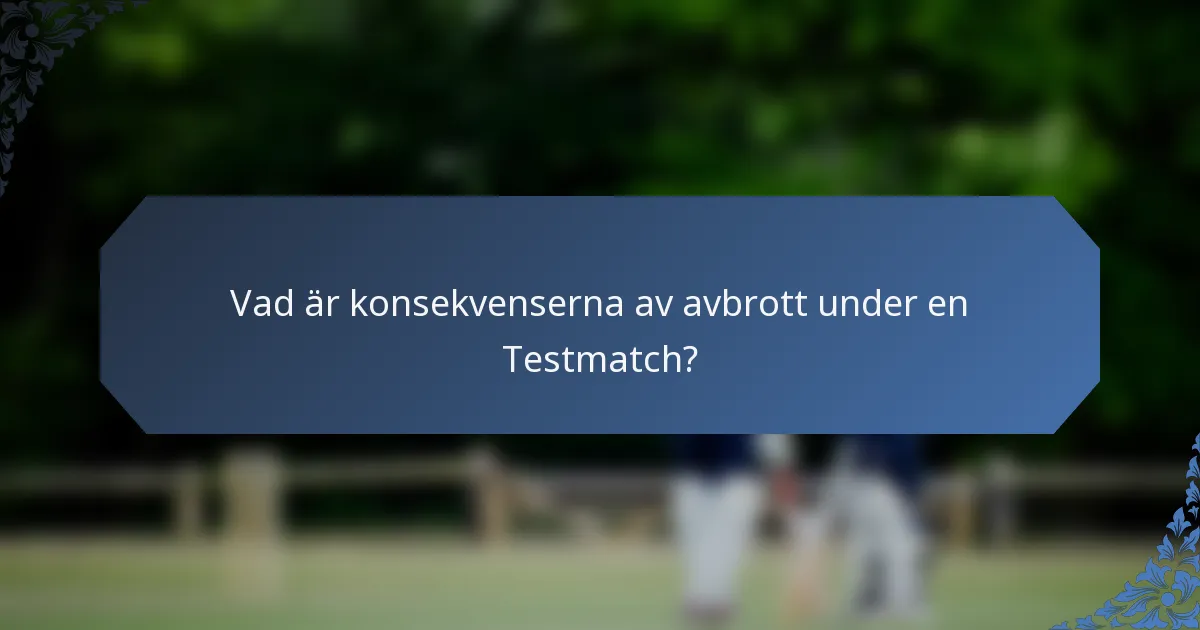 Vad är konsekvenserna av avbrott under en Testmatch?