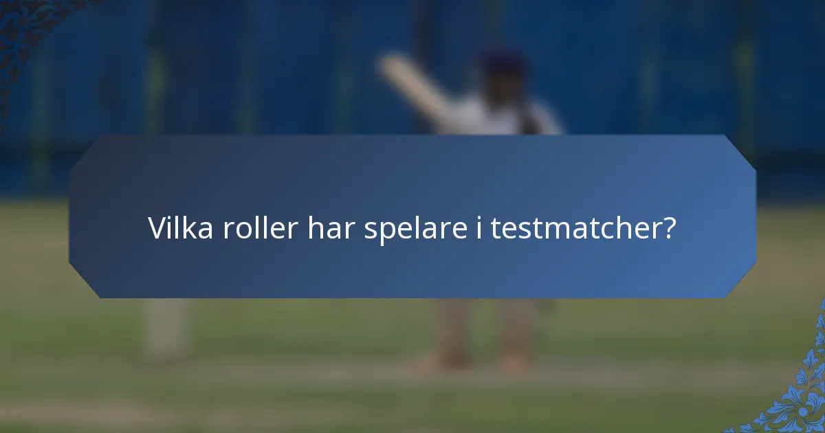Vilka roller har spelare i testmatcher?