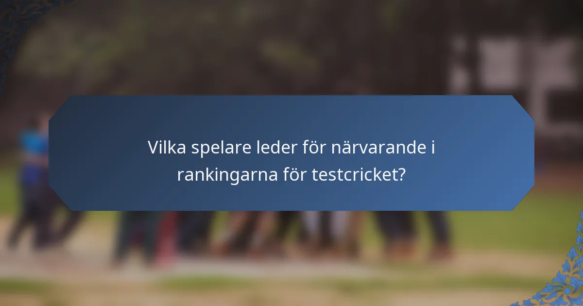 Vilka spelare leder för närvarande i rankingarna för testcricket?