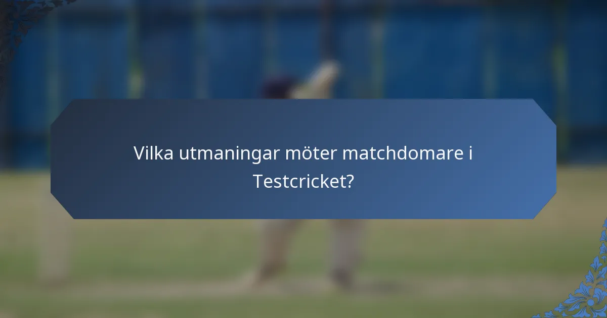 Vilka utmaningar möter matchdomare i Testcricket?