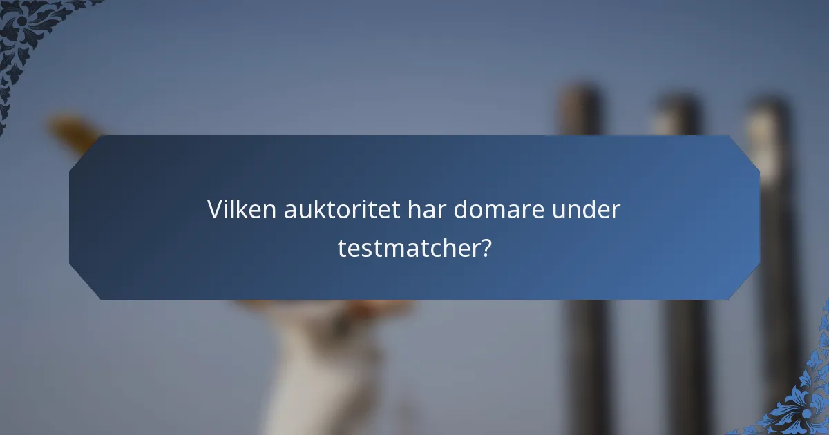 Vilken auktoritet har domare under testmatcher?